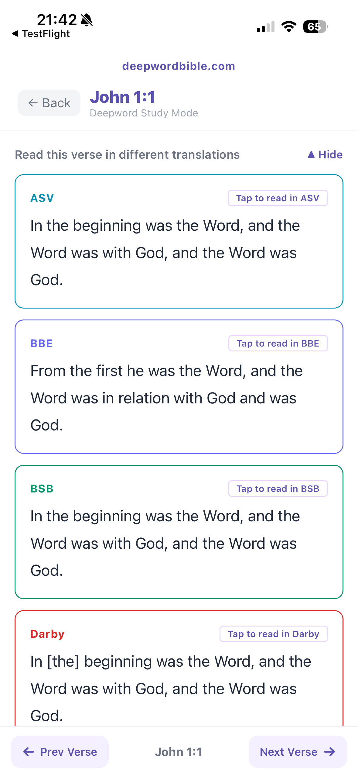 The verse across ten translations