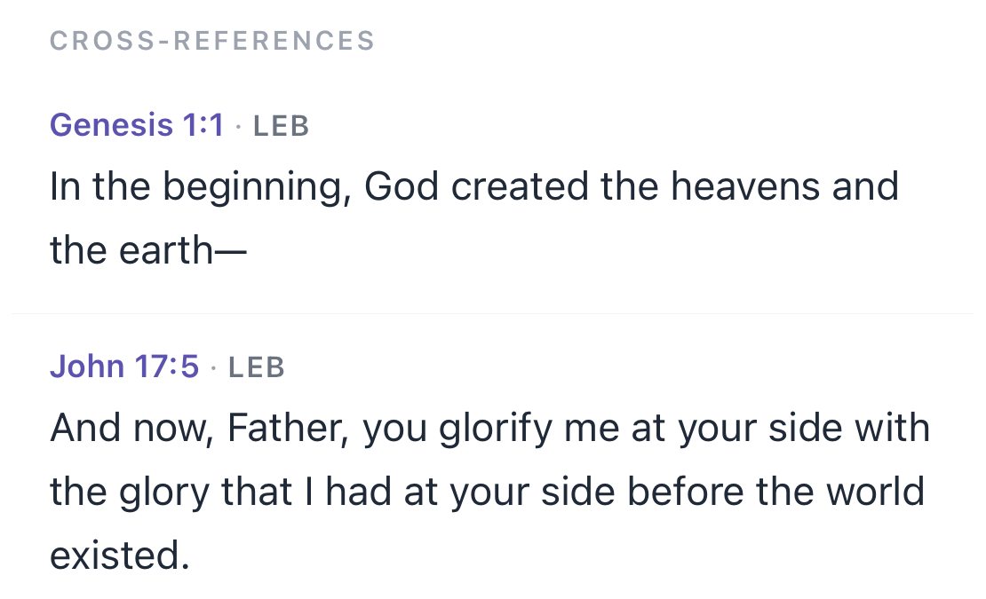 Cross-references listed for Genesis 1:1